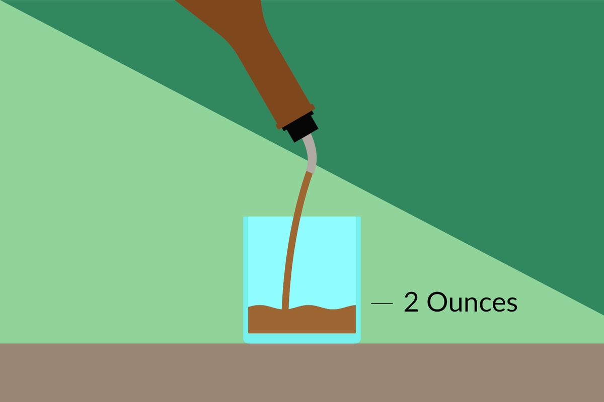 Hình minh họa hai ounce rượu được rót từ chai bằng máy rót nhanh