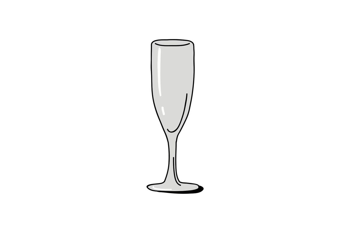 Ilustración de una copa de champán