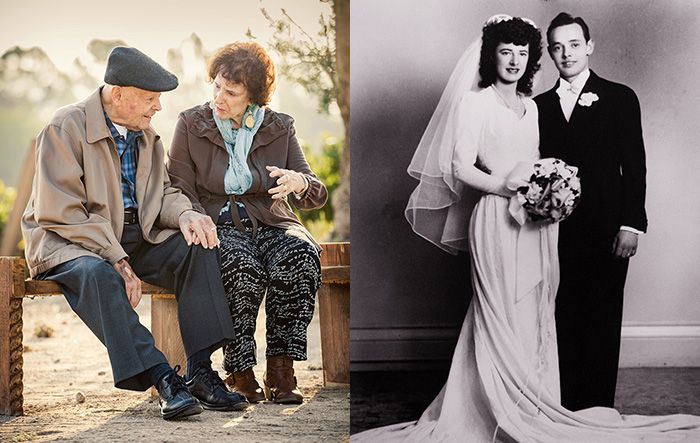 Лево надесно, Стефано и Маддалена Риболи данас, и на дан венчања 1946