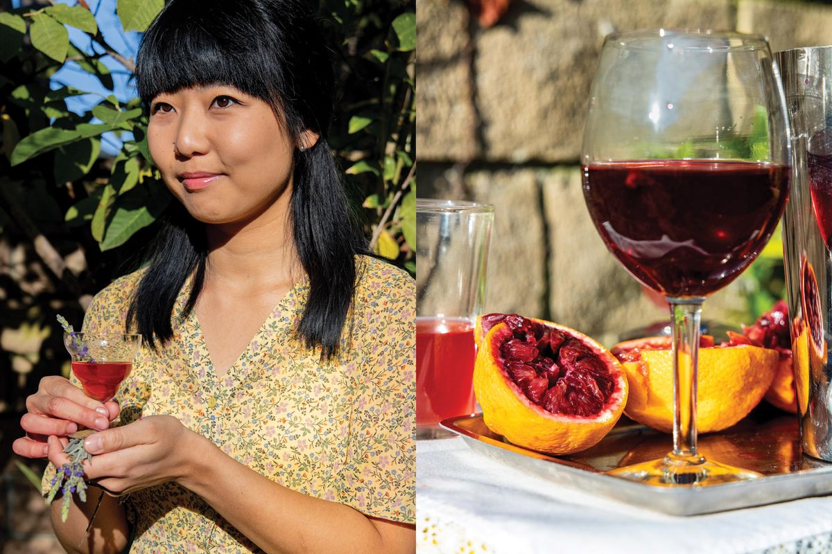 Mixólogo Hansuk Cho y bebida de naranja sanguina sin alcohol