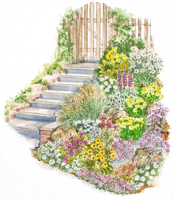 tuinbed deur illustratie