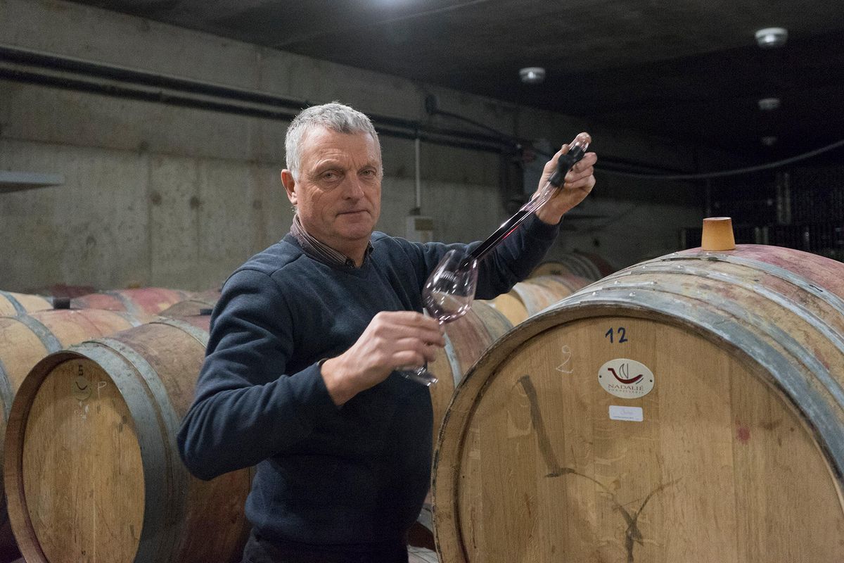 Jean-Paul Jamet în cella de vin din Rhône Valley