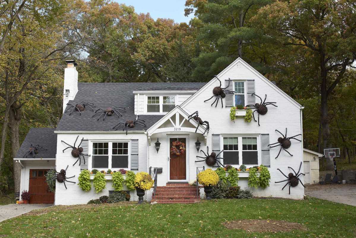 巨大なクモをホワイトハウスの上に登らせる