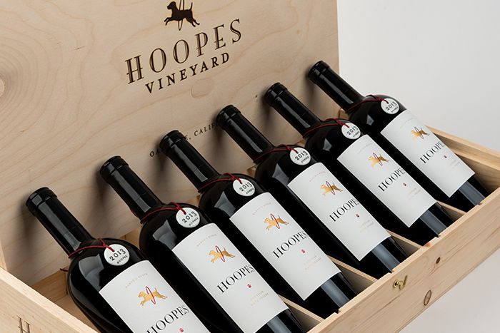 Botellas de vino de Hoopes Vineyard.