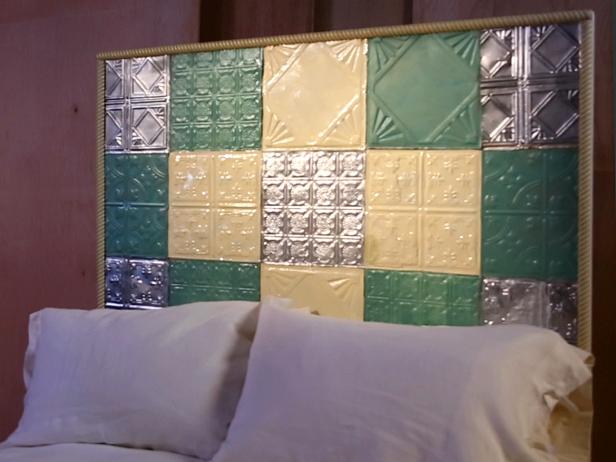 Hacer una cabecera acolchada con azulejos de hojalata