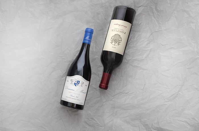 Domaine J. Meuret 2014 m. „Phelps Creek“ vynuogynas „Les Chênes Pinot Noir“ (Oregonas) ir „Pamplin“ 2013 m. „Cabernet Sauvignon“ (Kolumbijos slėnis)