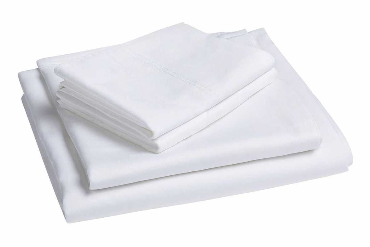 Walmart Better Homes & Gardens 300-vláknová súprava posteľných obliečok z bieleho bavlneného saténu, kráľovná