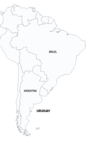 उरुग्वे की बढ़ती लाल और सफेद अंगूर