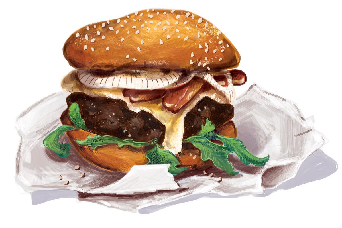 Ilustración de hamburguesa de comida rápida