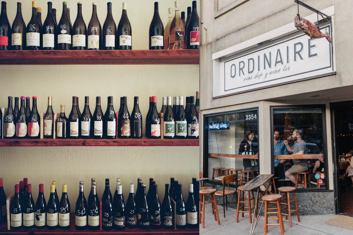 الصورة اليسرى للنبيذ على الرفوف ، الصورة اليمنى لواجهة Ordinaire