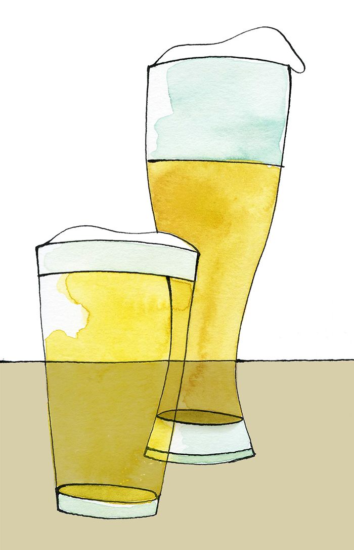 Uma ilustração de cerveja em copos.