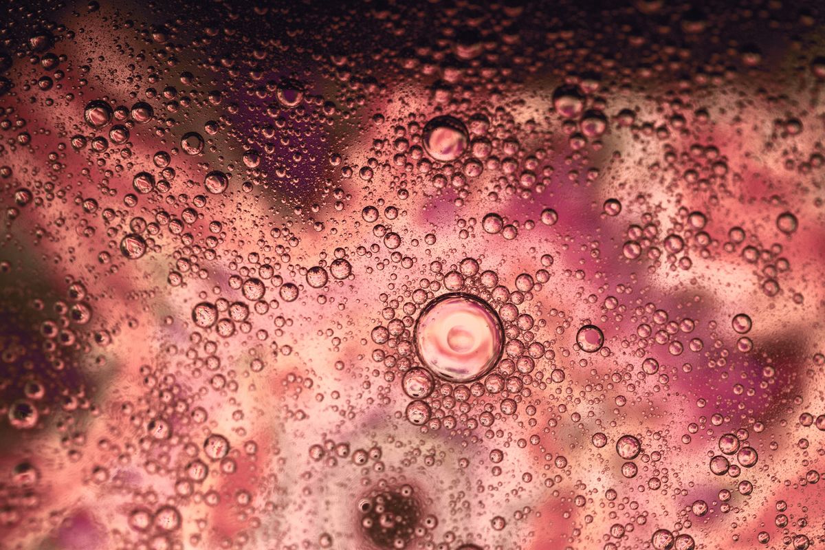 Close-up de burbujas en vino espumoso