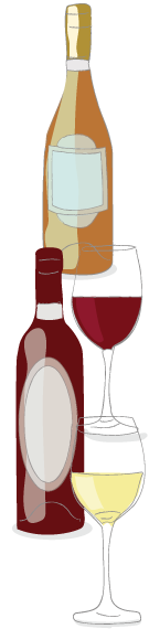 botellas de vino y vasos