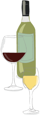 botella de vino con vasos