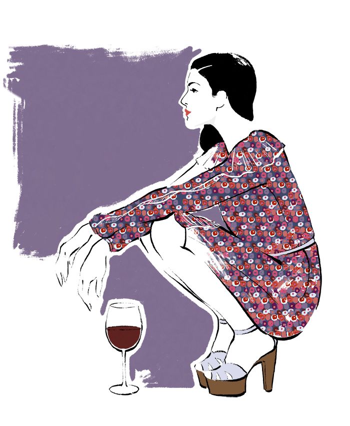 ファッションとワインのペアリングのイラストガイド