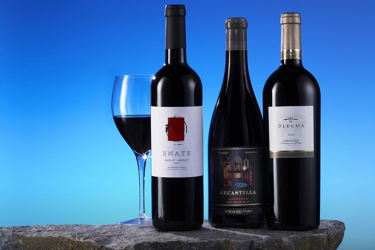 High elevation wines: Enate 2012 Merlot (Somontano), Viñas del Vero 2011 Secastilla Garnacha (Somontano) and Viñas del Vero 2005 Blecua (Somontano).