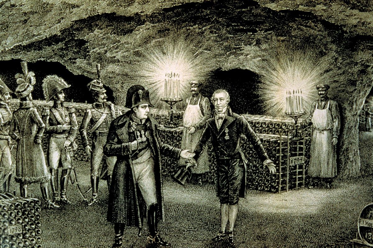 Prikaz Napoleana v dvorogu v vinski kleti