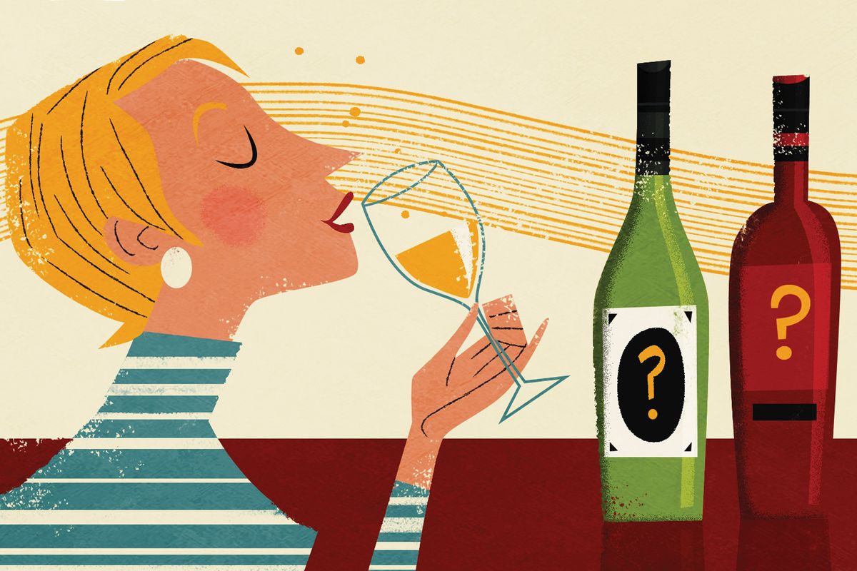 Иллюстрация женщины, пьющей вино