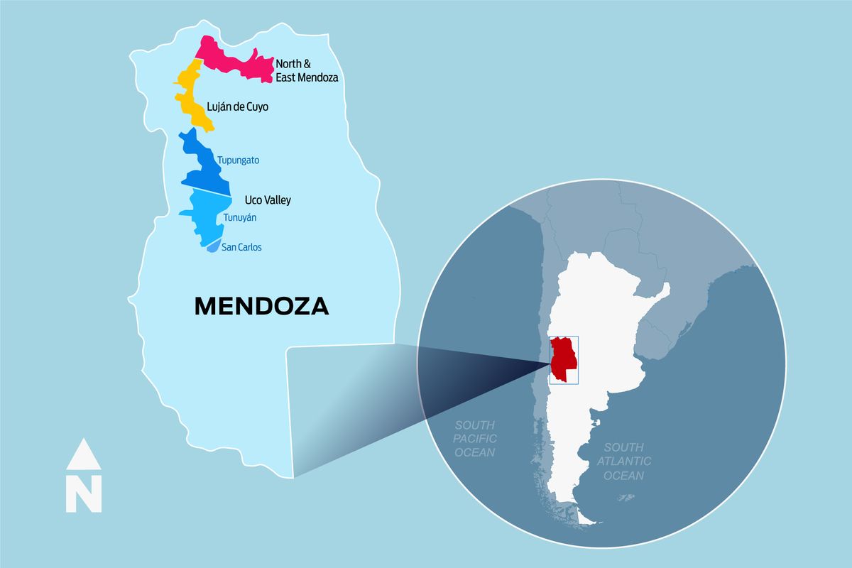 एक नक्शा पीएफ मेंडोज़ा, अर्जेंटीना