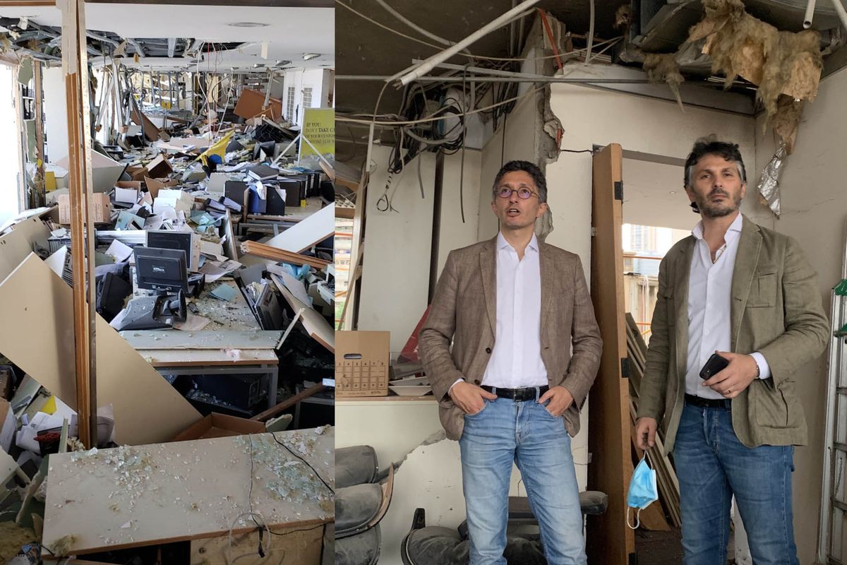 8月の爆発後のシャトーマルシャス事務所