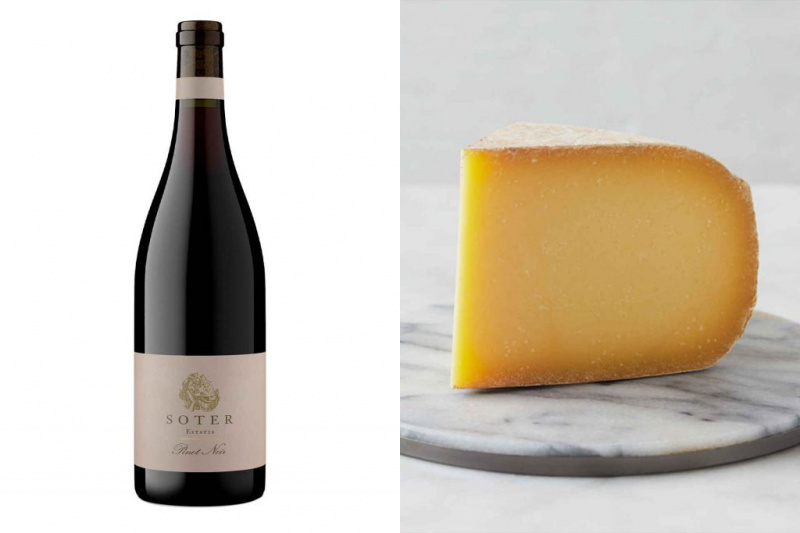   Soter Vineyards Estates Pinot Noir 2021 y Uplands Cheese Company Pleasant Ridge Reserve Extra Añejo